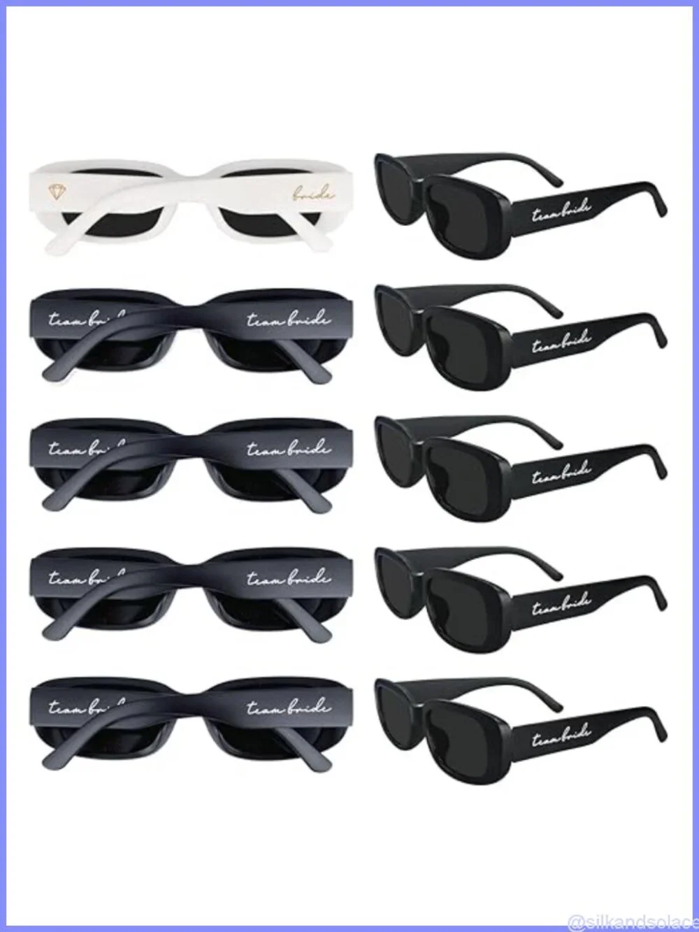 10 Pack Retro Rectangle Sunglasses for Bachelorette Party Bridesmaid Gifts UV400